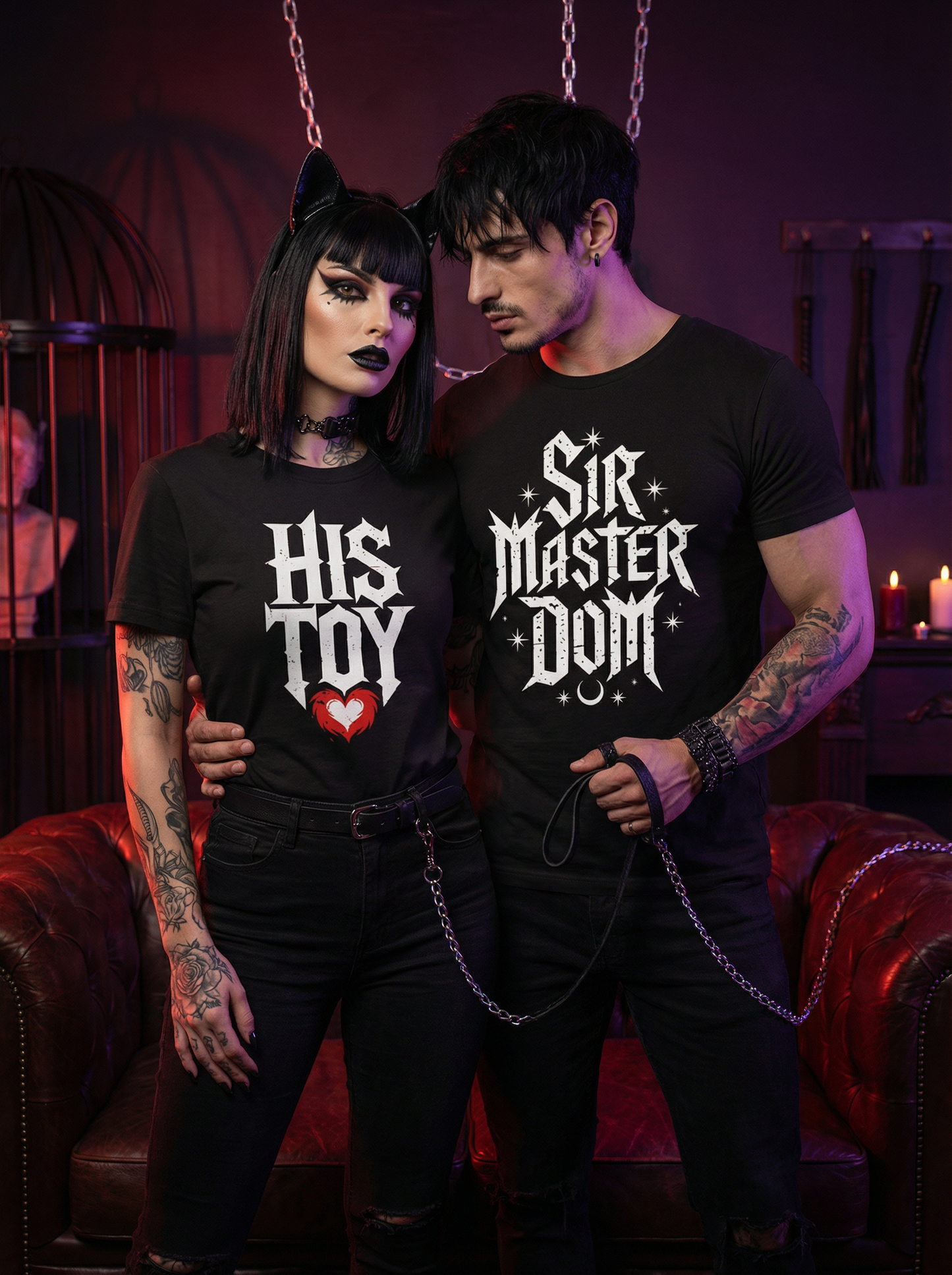 Sir Master & His Toy - Kinky Gothic BDSM  T-Shirt Set