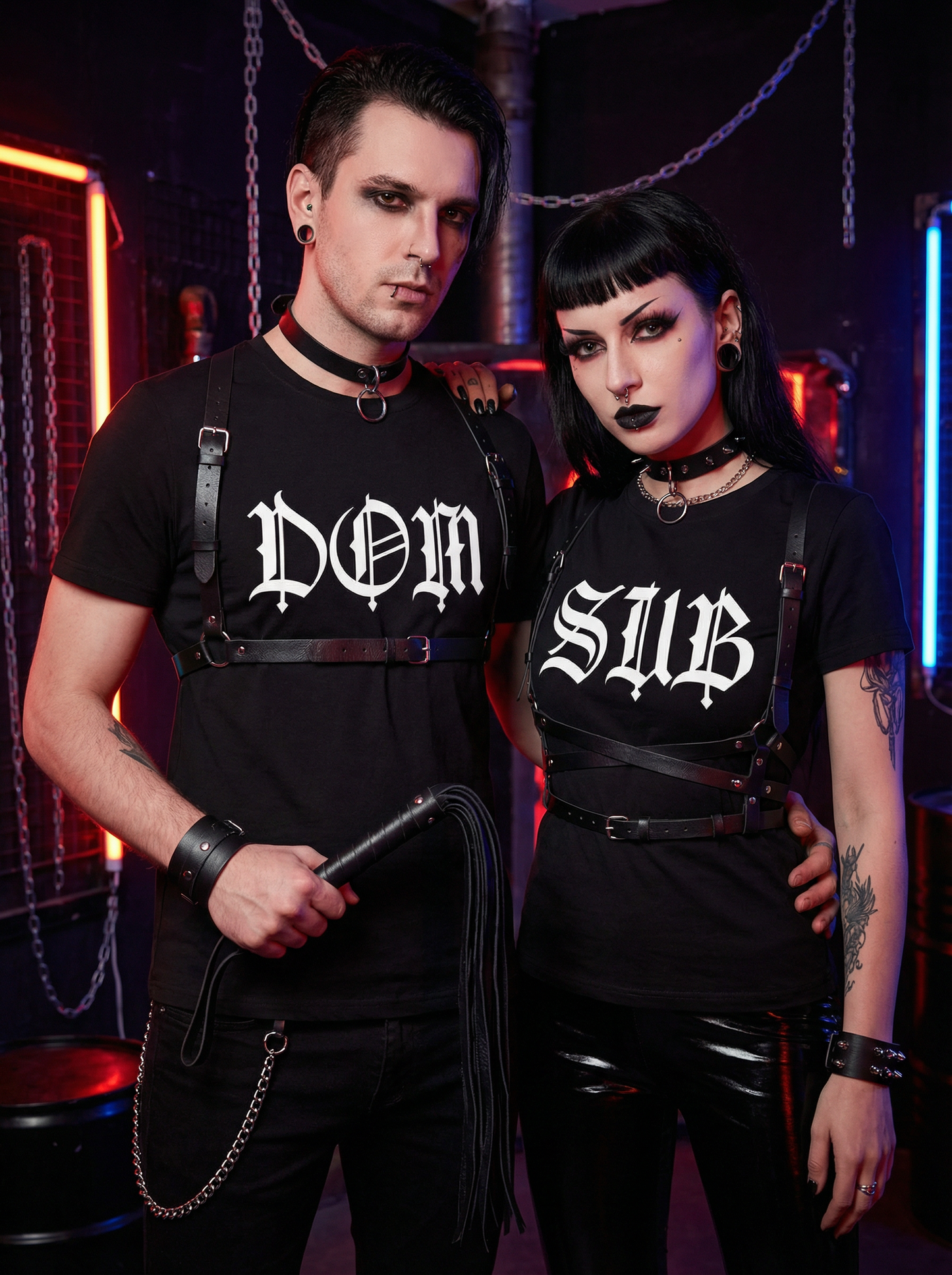 Sub & Dom - Kinky Gothic BDSM  T-Shirt Set
