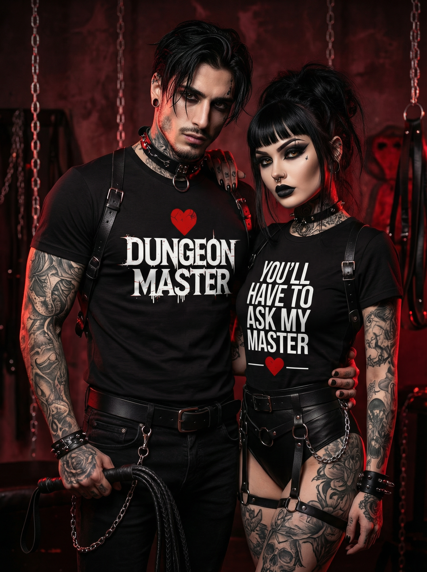Dungeon Master - Kinky Gothic BDSM  T-Shirt Set