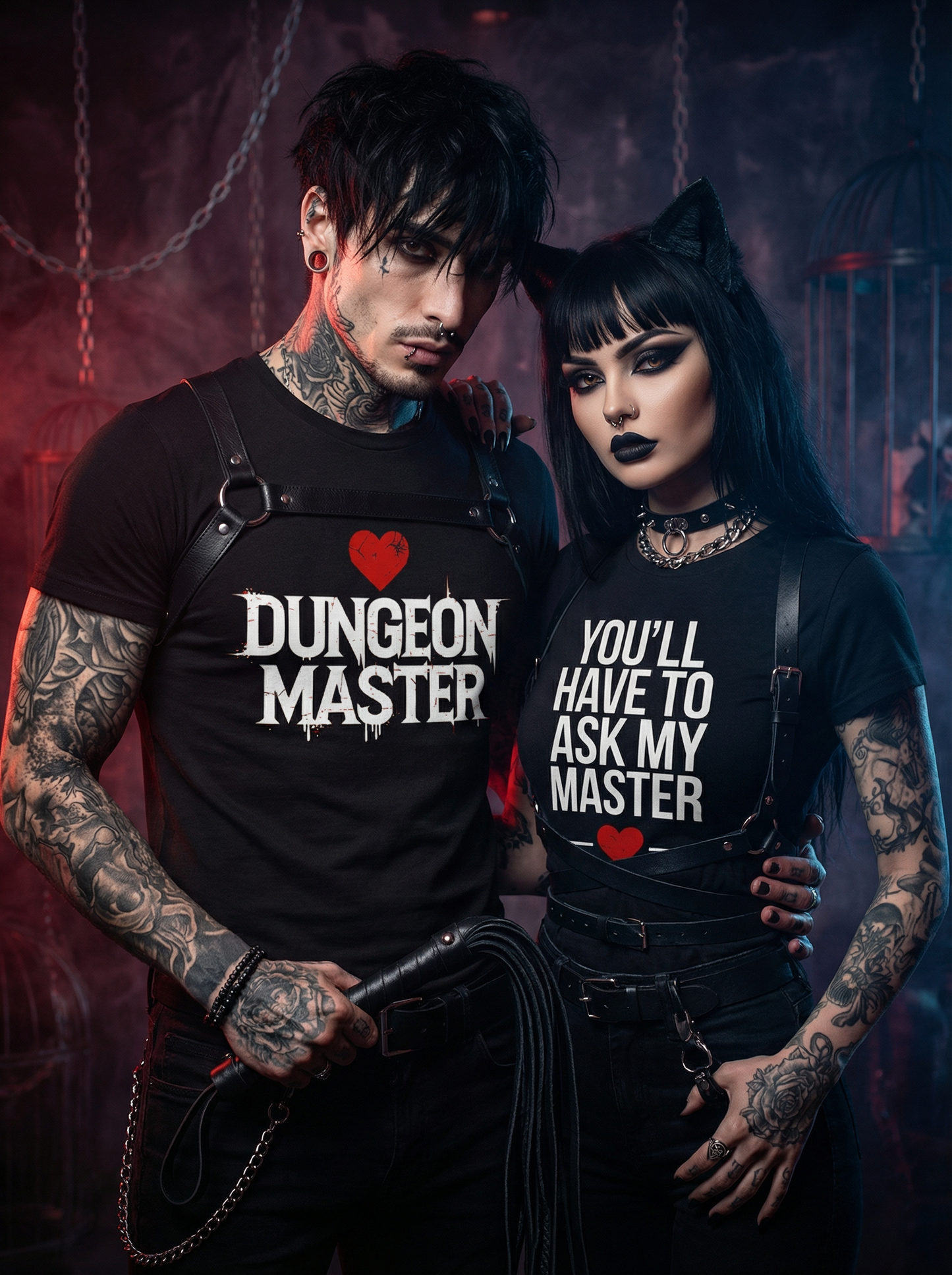 Dungeon Master - Kinky Gothic BDSM  T-Shirt Set