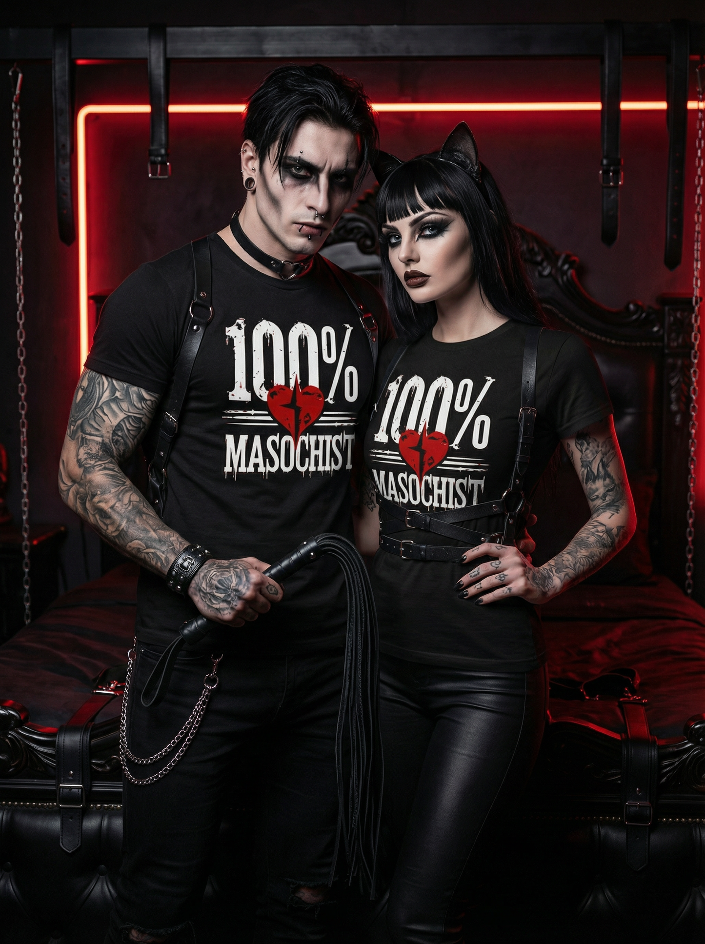 100% - Kinky Gothic BDSM  T-Shirt Set