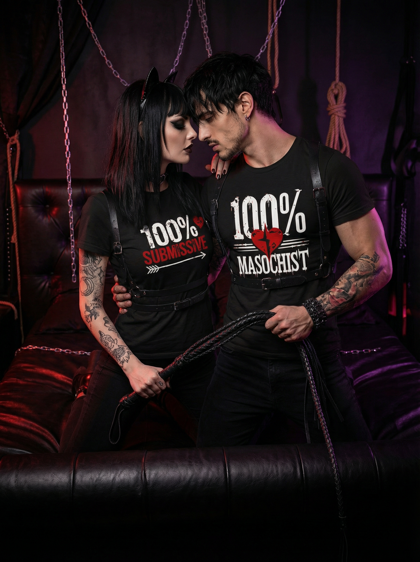 100% - Kinky Gothic BDSM  T-Shirt Set