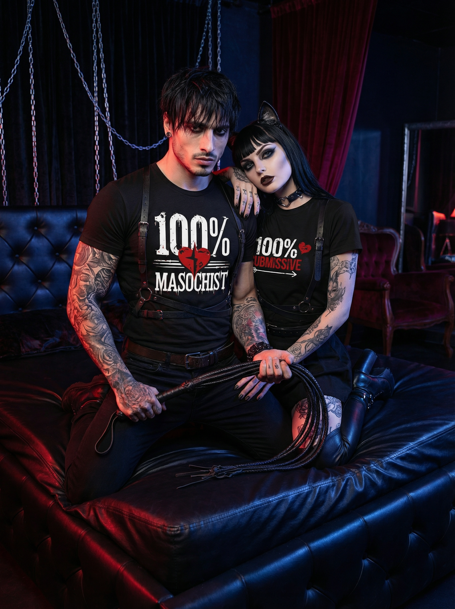 100% - Kinky Gothic BDSM  T-Shirt Set