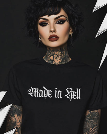 Made in Hell - Premium Organic Shirt Women, Gothic Shirt, Dark Fashion