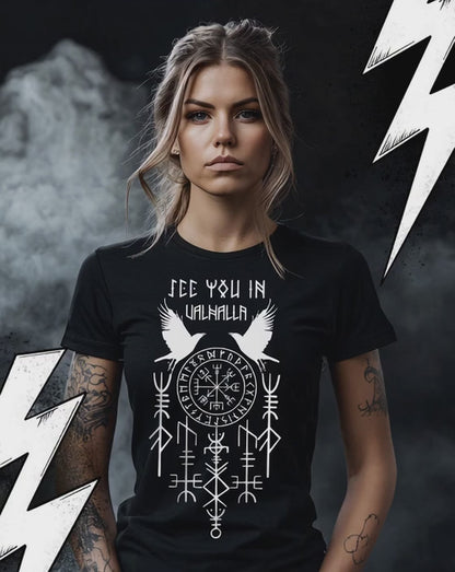 See you in Valhalla - Premium T-Shirt Unisex, Wikinger Runen T-Shirt